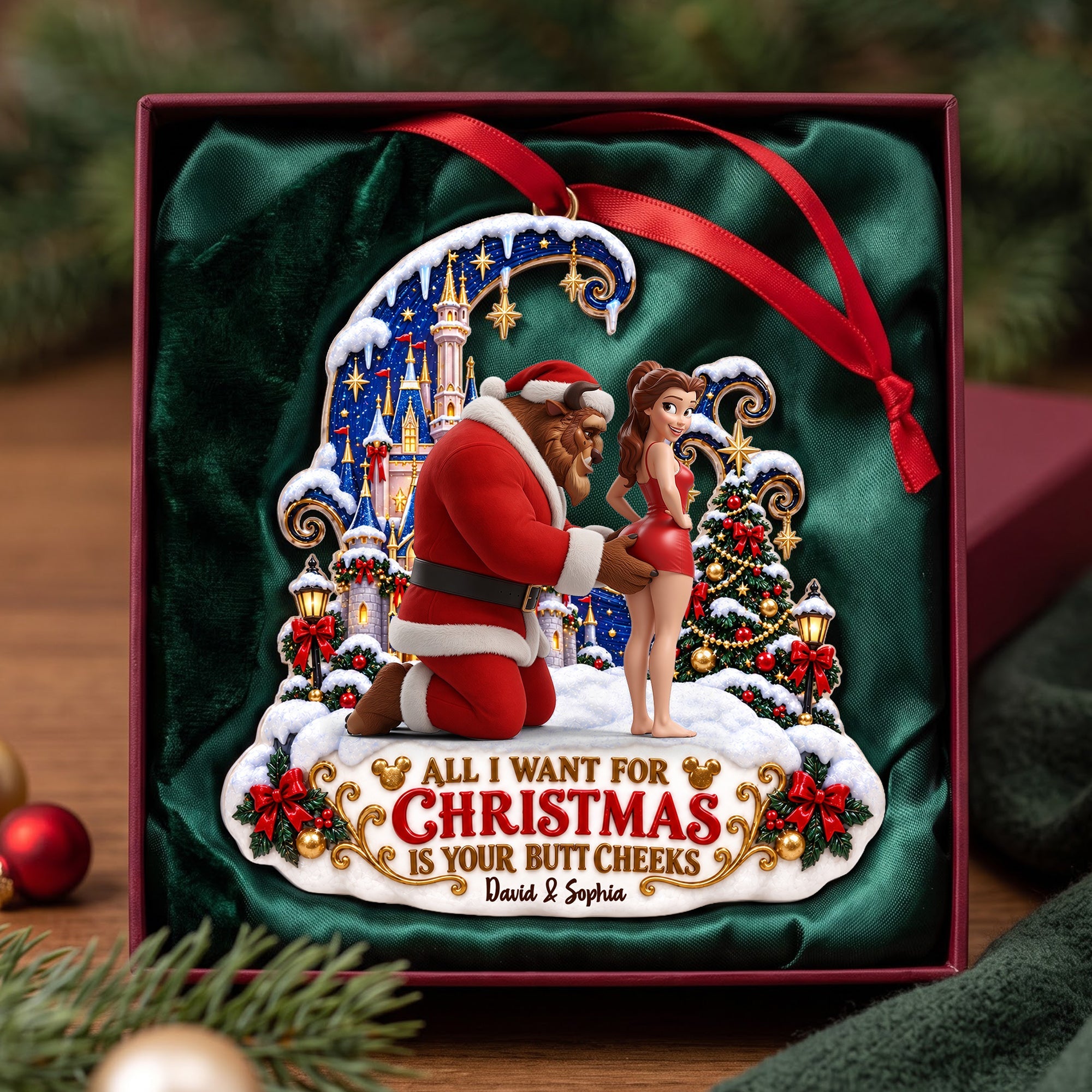 Naughty Fairy Tale Couple Christmas Ornament - Personalized Gift for Couples