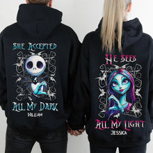 Load image into Gallery viewer, Personalized Couples Hoodies - Dark and Light Design
