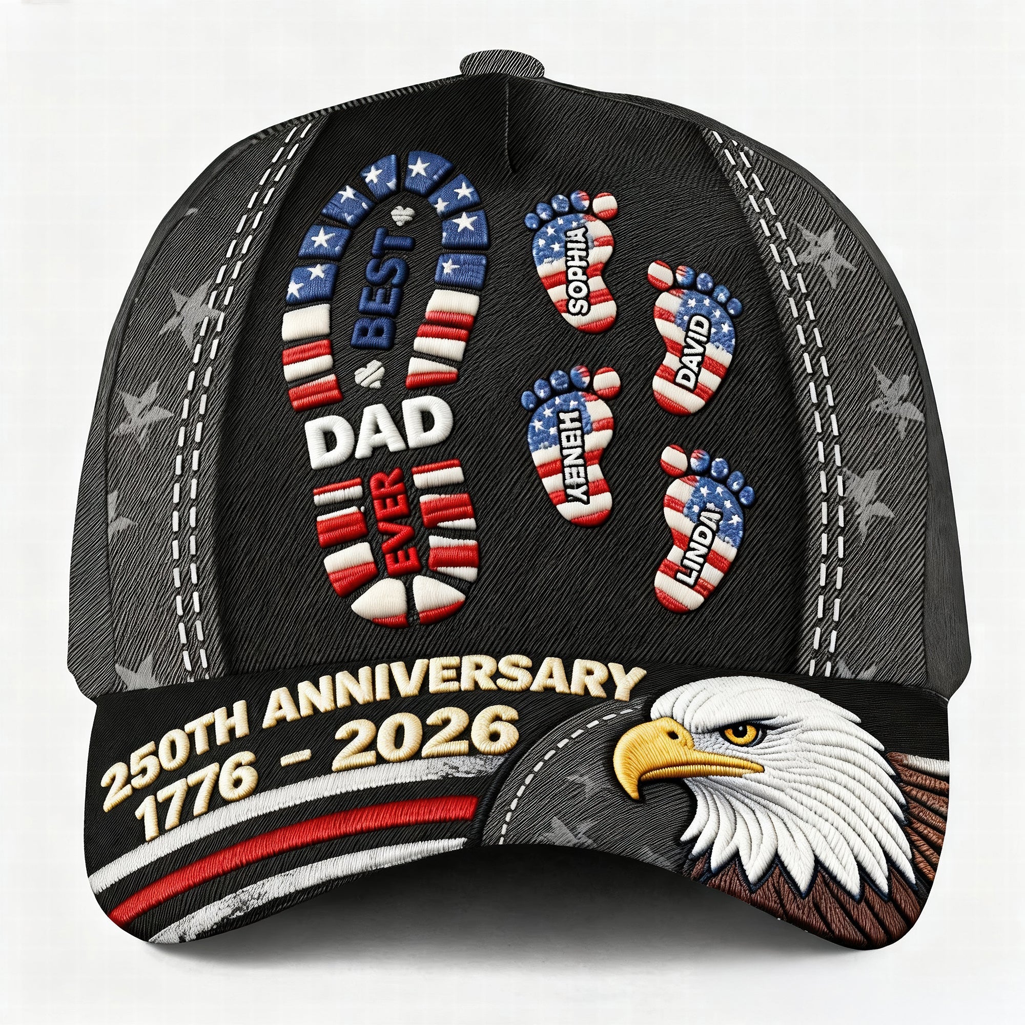 “Best Dad Ever” - 250th Anniversary Of The USA Classic Cap - Personalized Gifts for Dad & Grandpa Caps PopCulturePrints