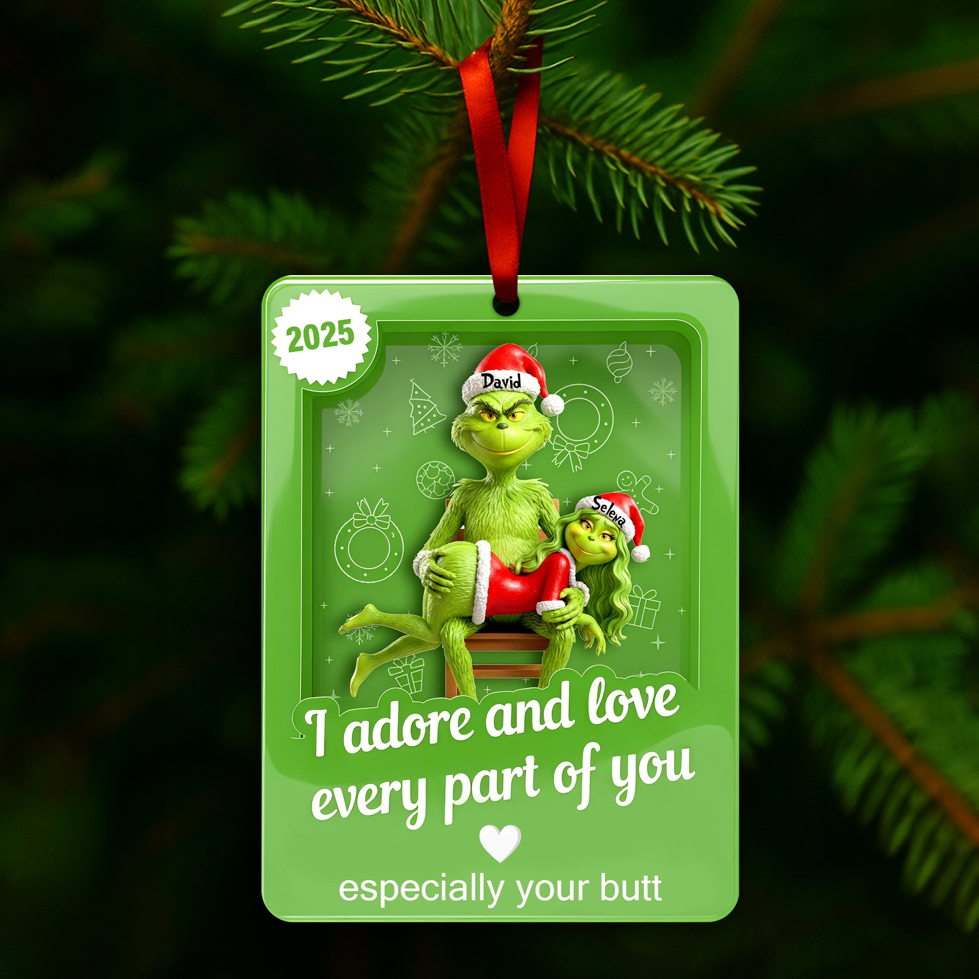 I Adore and Love Every Part of You - Naughty Touch Couple Ornament - Personalized Gift for Couples Ornament PopCulturePrints