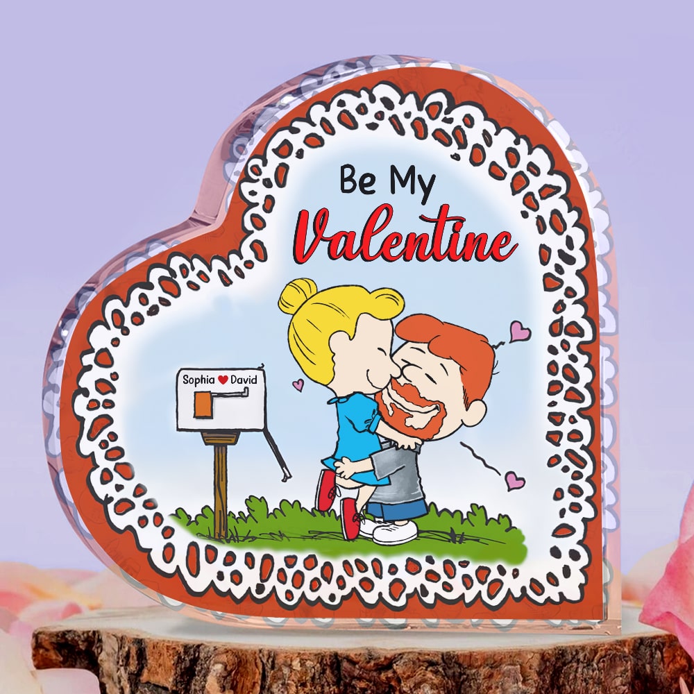 Personalized Heart Plaque – Be My Valentine Gift for Couples Shaped Plaques PopCulturePrints