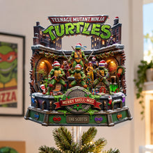 Load image into Gallery viewer, “Cowabunga, Christmas Cheer!” - Merry Shell Mas Tree Topper - Personalized Gift for TMNT Fans
