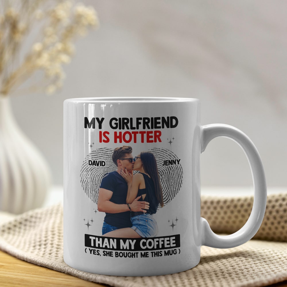 Personalized 'Hotter Than Coffee' Girlfriend Mug - Custom Gift for Couples