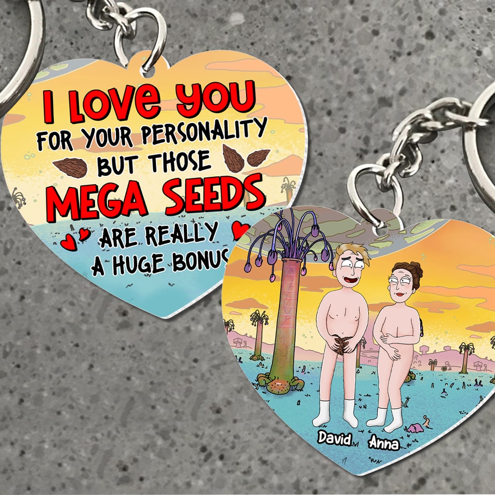 Personalized Funny Keychain for Him - Mega Seeds Design | Valentine's Day Gifts Keychains PopCulturePrints