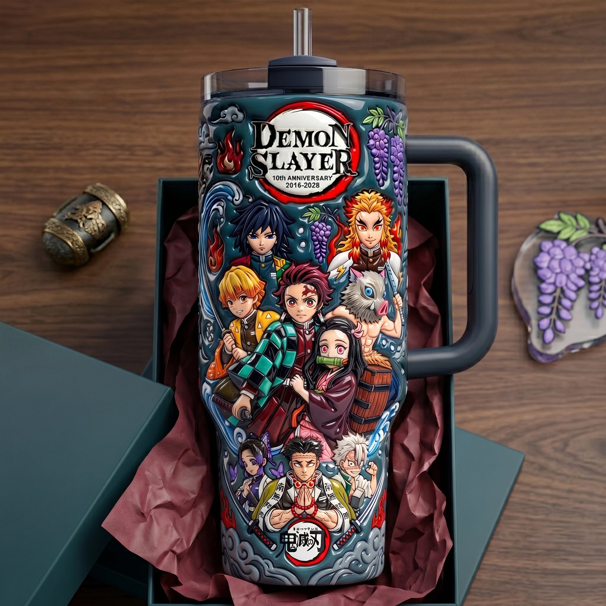 Embrace the Spirit of Adventure - Attack Squad 40oz Tumbler With Handle - Personalized Gift for Anime Fans, Friends, and Family Tumbler Cup PopCulturePrints