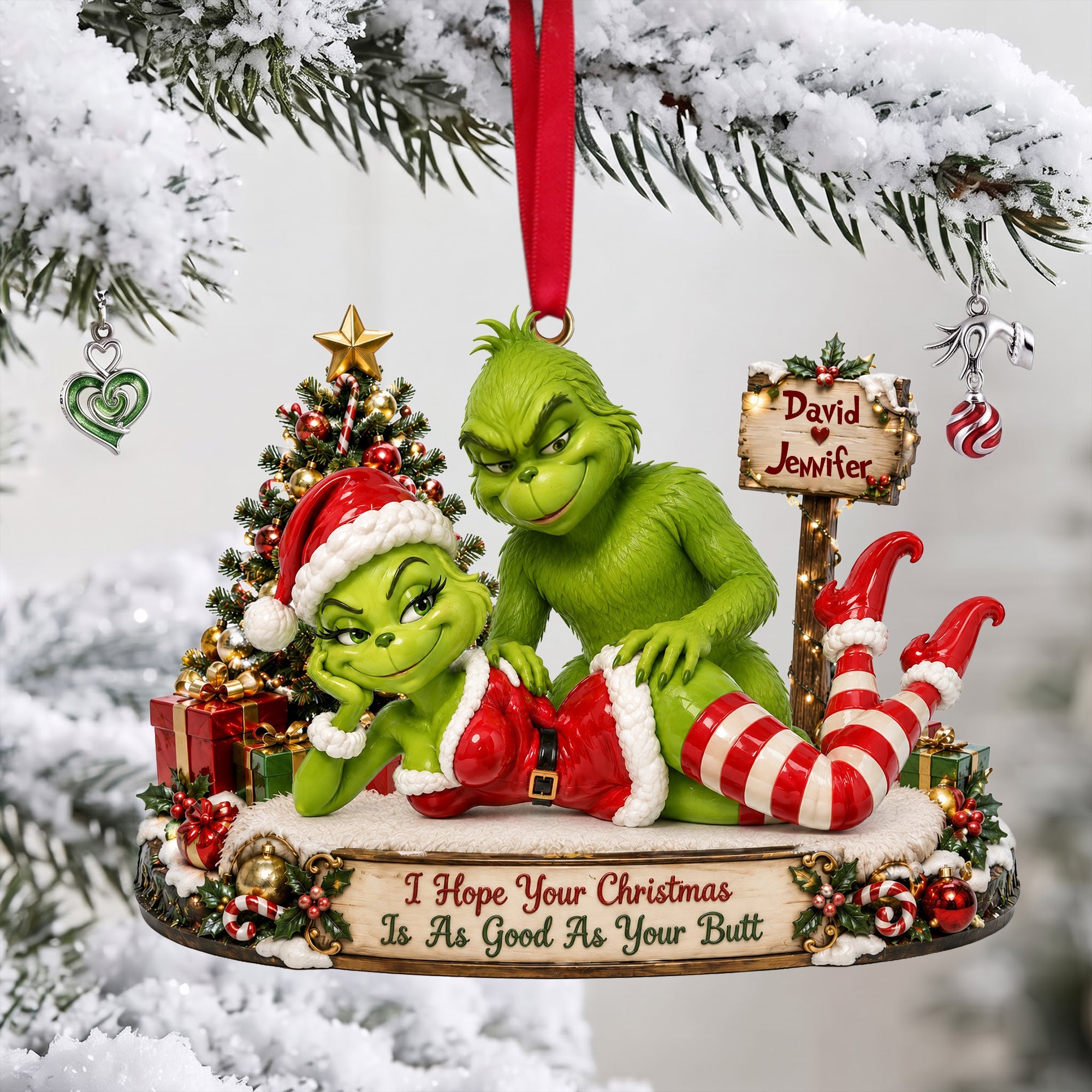 I Hope Your Christmas Is As Good As Your Butt - Personalized Cheeky Christmas Couple Ornament