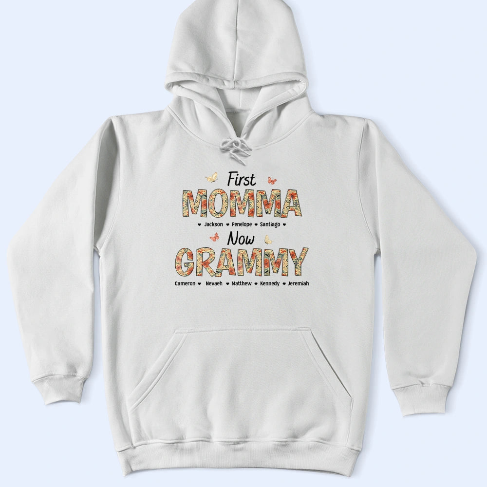 First Mom Now Nana – Flower Pattern Personalized T-Shirt for Loving Moms and Grandmas T-shirt PopCulturePrints