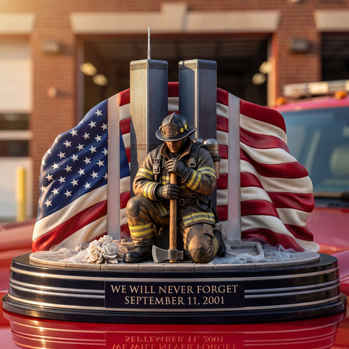 “We Will Never Forget” - Firefighter Memorial Acrylic Plaque, Personalized Gift for Firefighters Shaped Plaques PopCulturePrints
