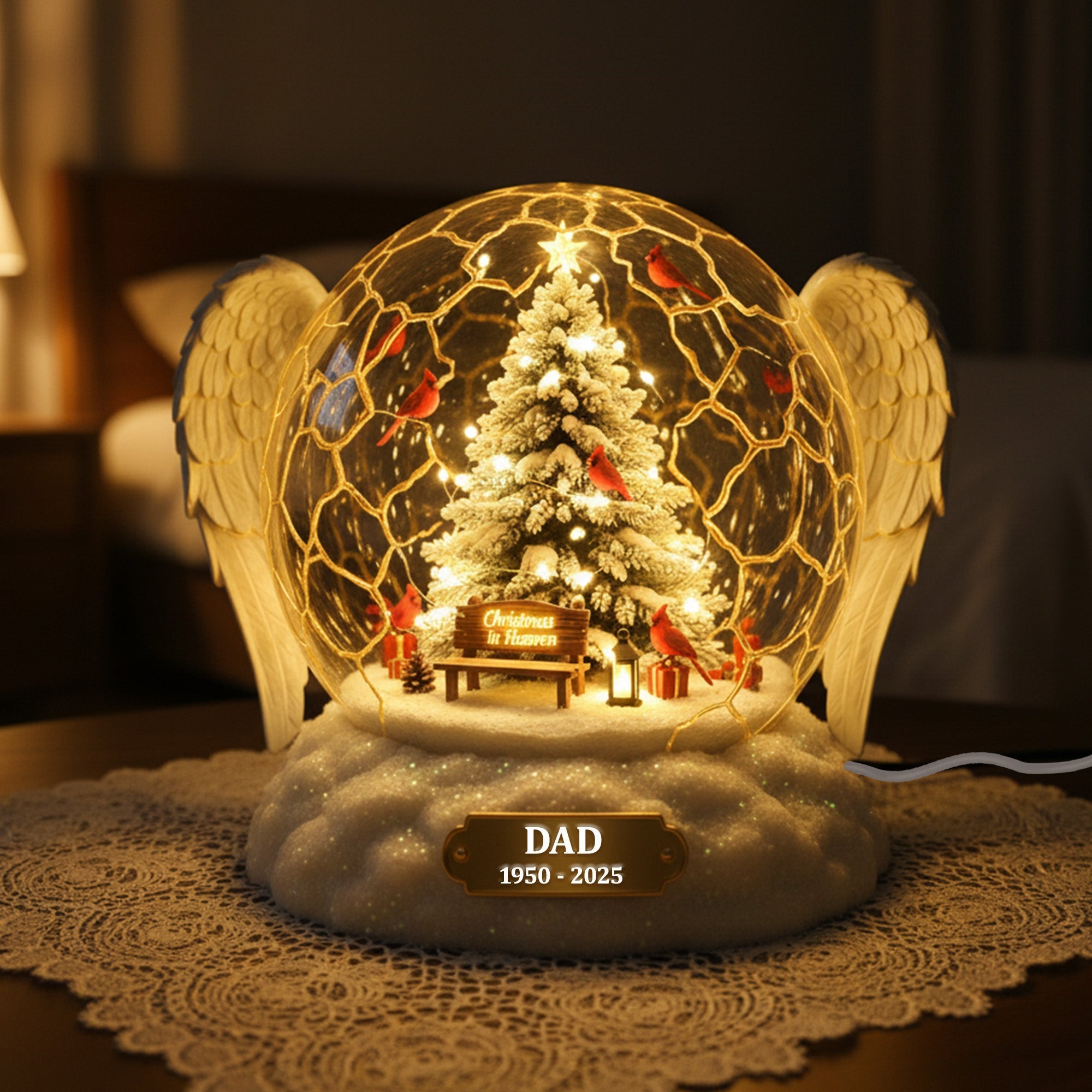 "Cherished Memories of Loved Ones - Personalized Cardinal Memorial Acrylic Light Box - Unique Christmas Gift for Family and Friends" Light Box PopCulturePrints