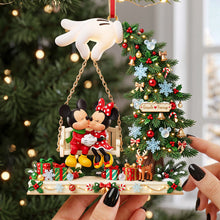 Load image into Gallery viewer, “Celebrate Your Love This Christmas!” - Xmas Couple Kissing On Swings Acrylic Ornament - Personalized Gift for Couples, Friends, and Family
