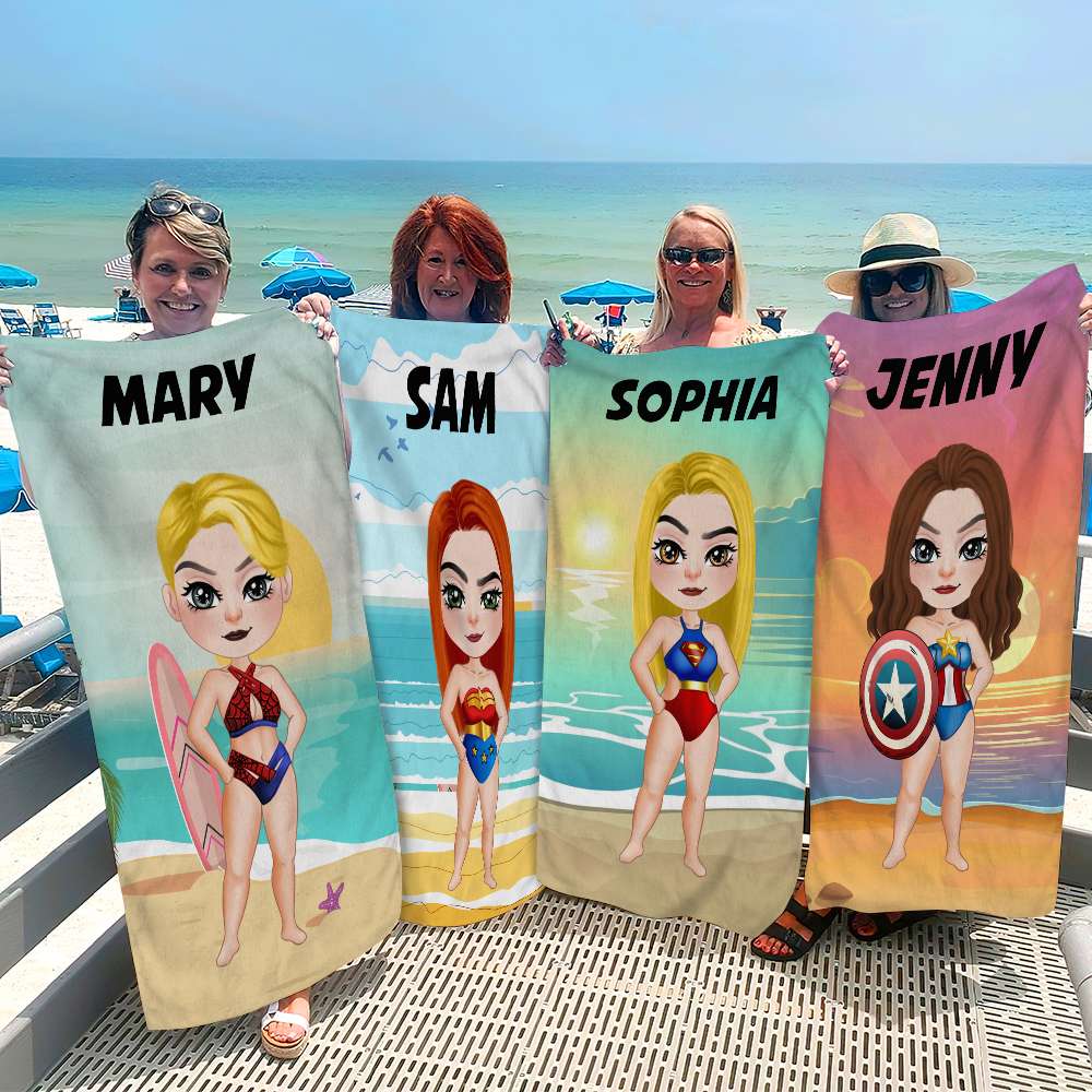 Personalized Superhero Beach Towel for Best Friends Beach Towel PopCulturePrints