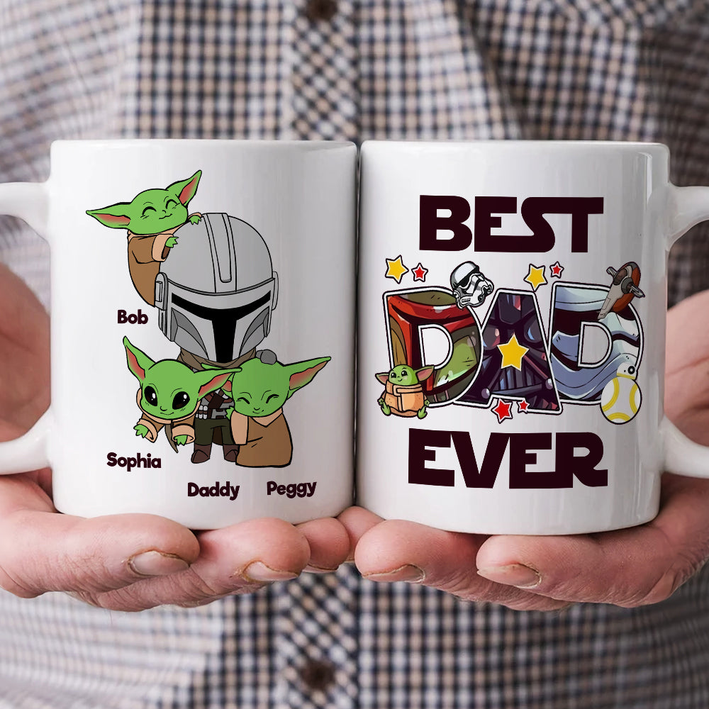 Personalized Best Dad Ever Mug with Cute Characters Coffee Mug PopCulturePrints