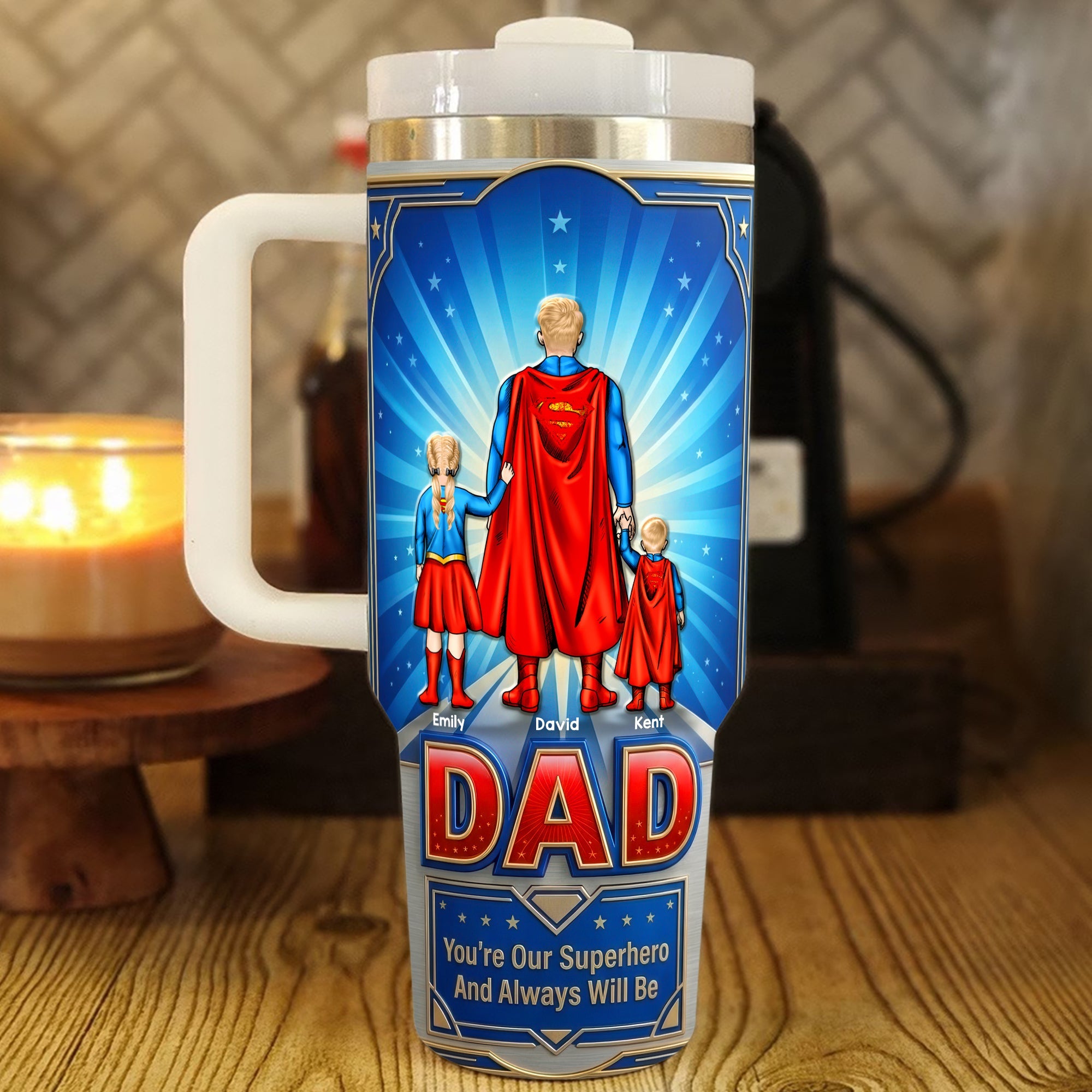 "You're Our Superhero - Fearless Guardian Dad Tumbler", Personalized Gift for Dads & Grandpas Tumbler Cup PopCulturePrints