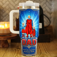 Load image into Gallery viewer, "You're Our Superhero - Fearless Guardian Dad Tumbler", Personalized Gift for Dads &amp; Grandpas Tumbler Cup PopCulturePrints

