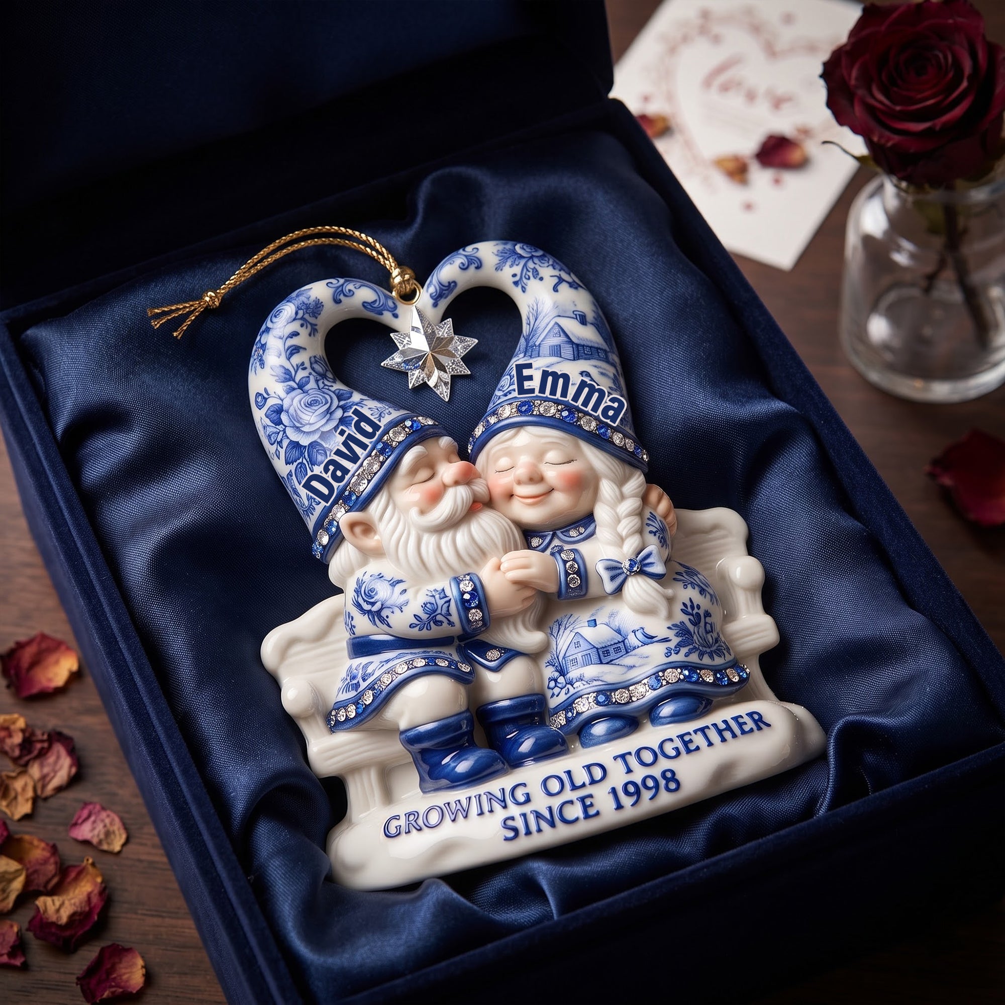 Growing Old Together - Couple Toile de Jouy Acrylic Ornament - Personalized Christmas Gifts