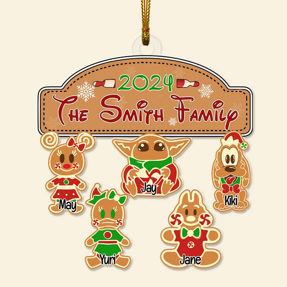 Personalized Family Christmas Acrylic Ornament - Gingerbread Style