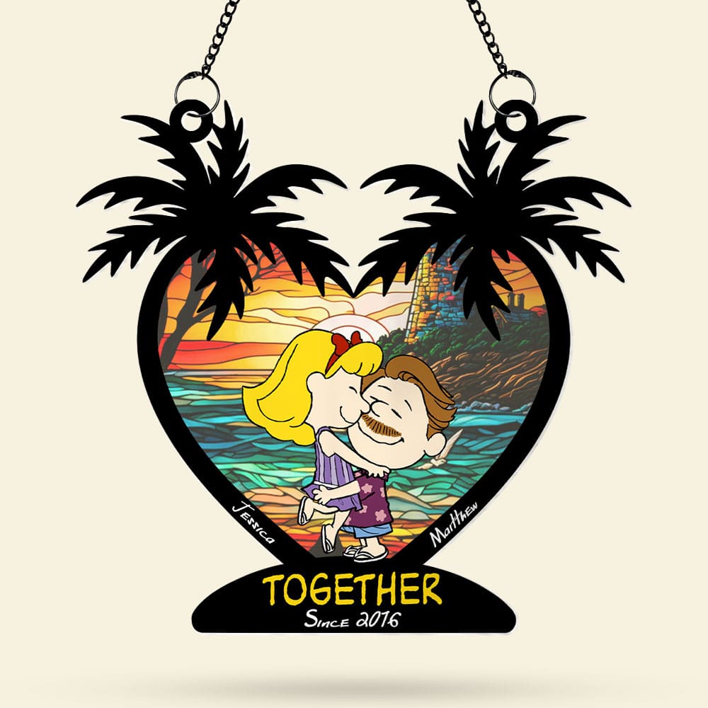 Personalized Couple Cartoon Ornament - Together Since [Year]