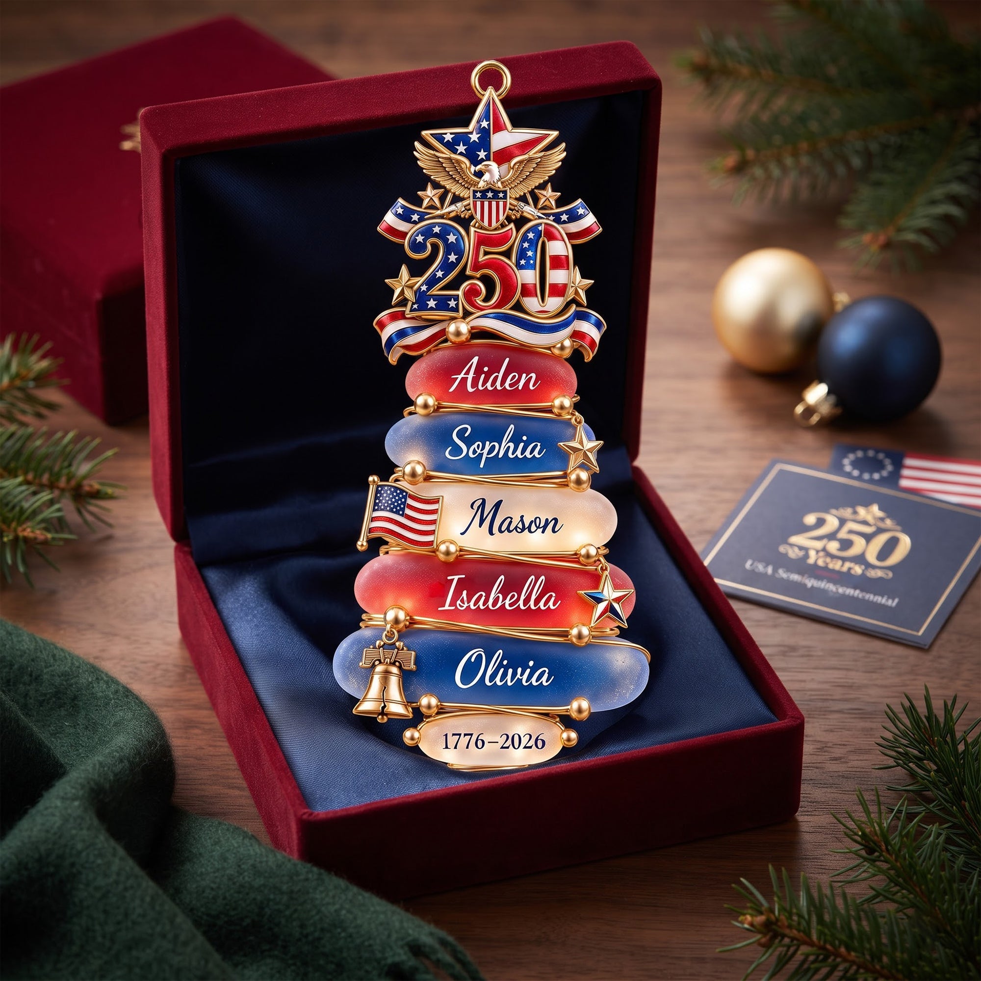 Celebrate Family Tradition - Personalized Patriot Family Acrylic Ornament Ornament PopCulturePrints