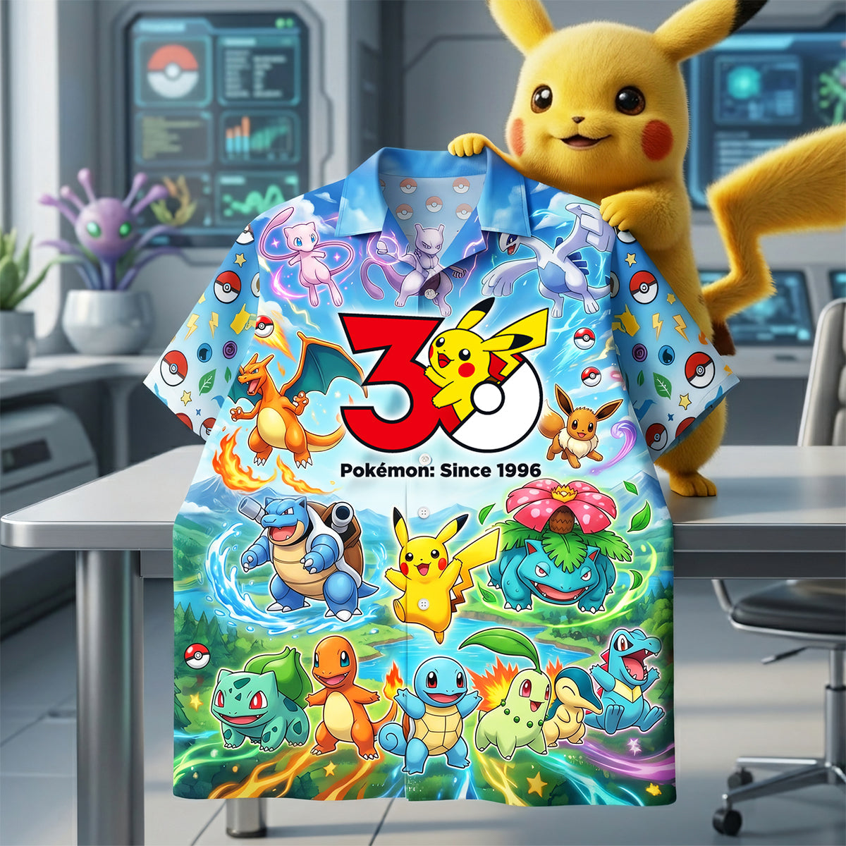 “Catch the Joy with Pokémon! - Customizable Hawaiian Shirt for Fantasy Lovers”