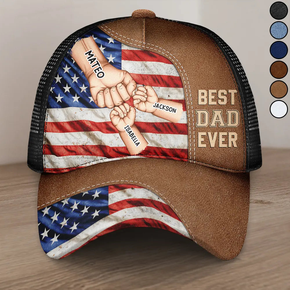 "Best Dad and Grandpa Ever!" - Personalized Stars and Stripes Mesh-back Casual Cap - Custom Gift for Dads, Grandpas, and Special Men Mesh-back Casual Cap PopCulturePrints
