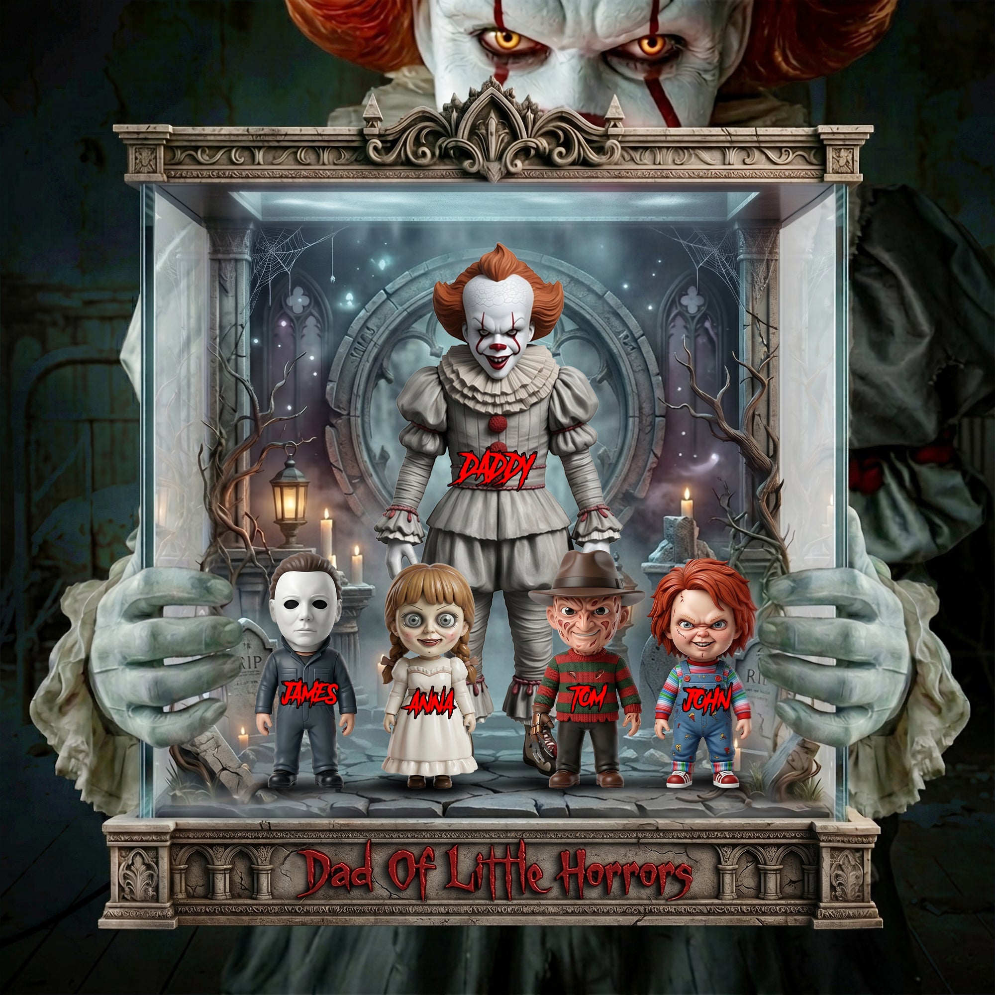 “For the Dad Who Loves a Fright” - Dad Of Little Horrors Acrylic Plaque - Personalized Gift for Dads, Grandpas, and More Shaped Plaques PopCulturePrints