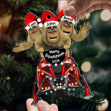 Load image into Gallery viewer, Personalized Merry Squatchmas Snowmobile Rider Christmas Ornament
