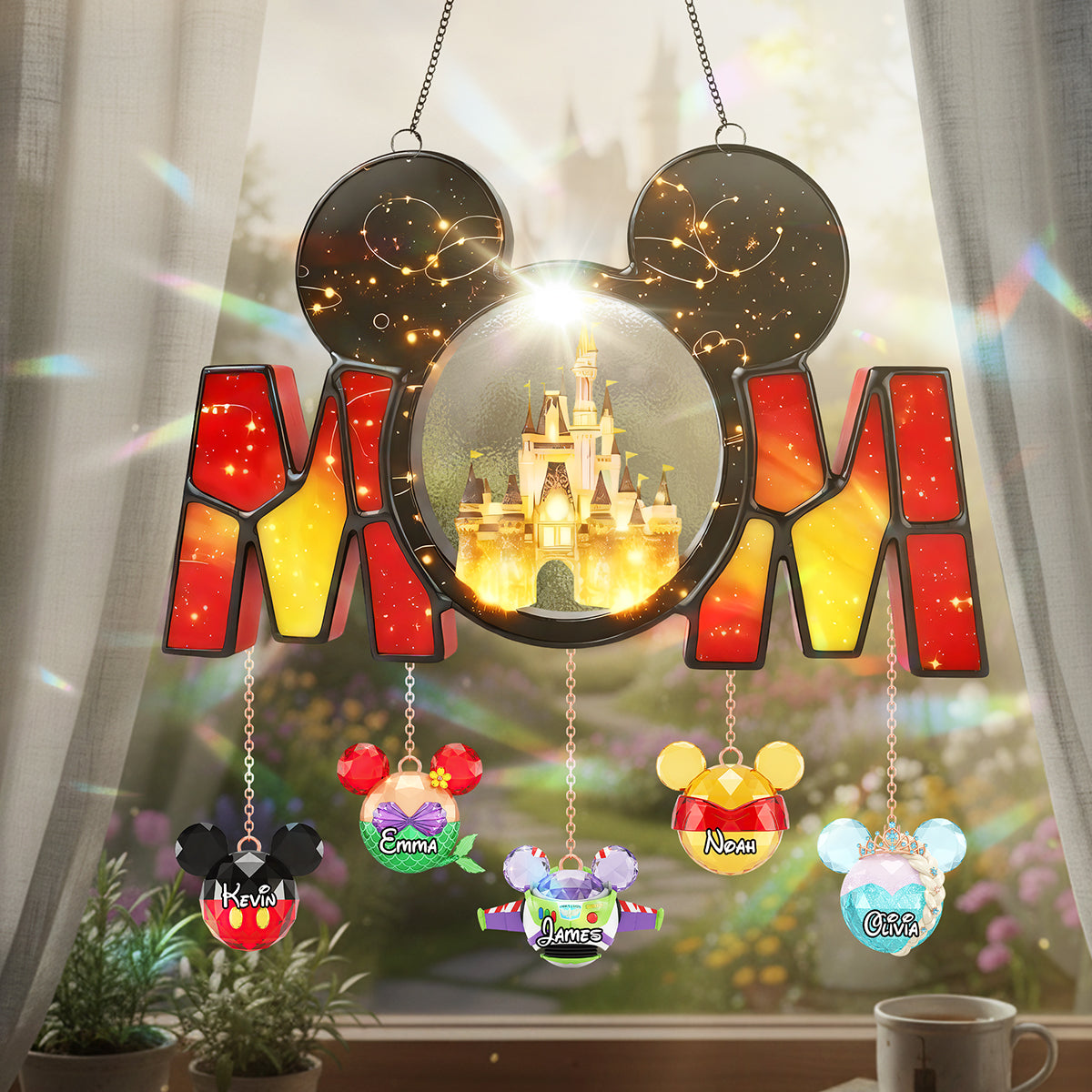 “Illuminate Mom's Day with a Touch of Magic” - Magic Castle Acrylic Suncatcher - Personalized Gift For Mom and Grandma Ornament PopCulturePrints