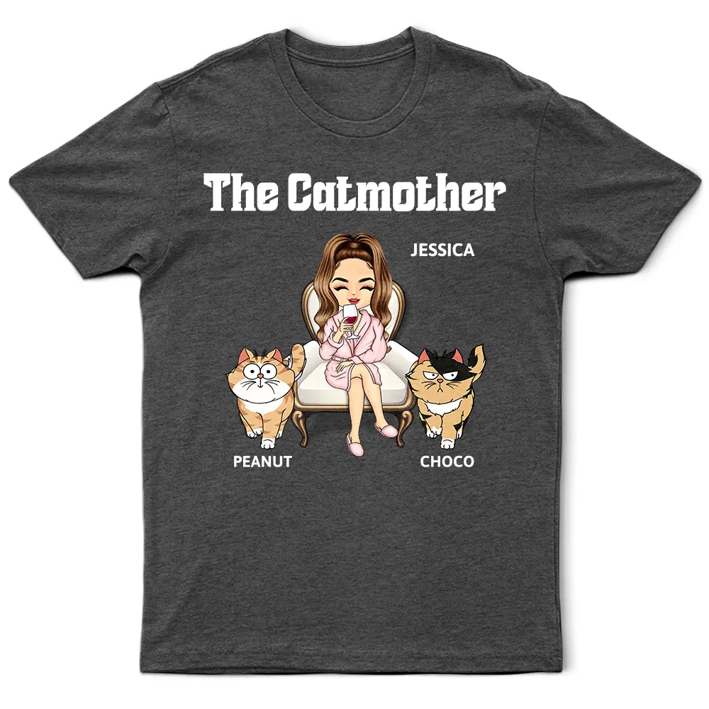 "Celebrate Your Feline Bond: The Catmother Personalized T-Shirt - Unique Gift for Cat Lovers, Moms, and Grandmas" T-shirt PopCulturePrints