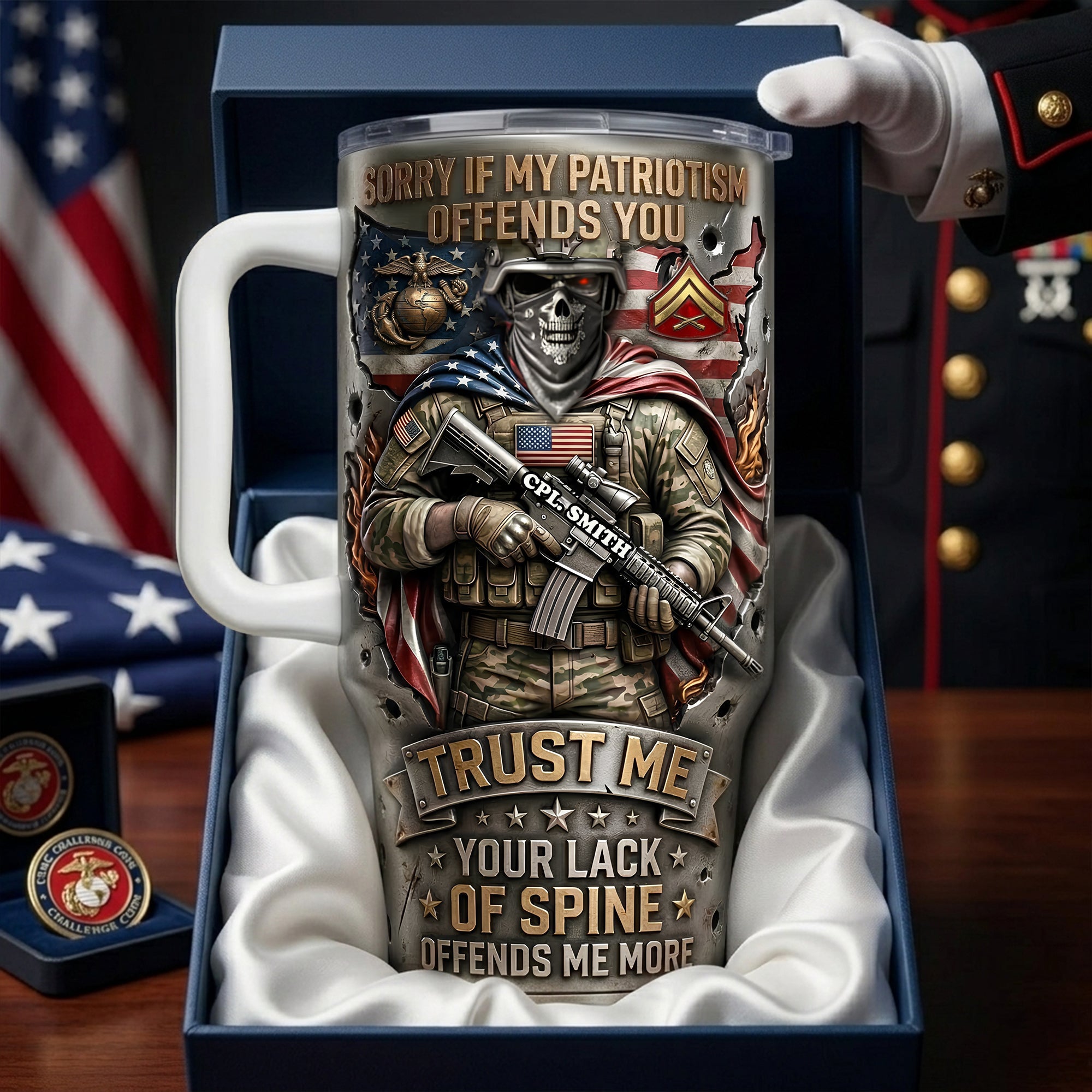 Fierce American Warrior 40oz Tumbler - Personalized Gifts for Veterans Tumbler Cup PopCulturePrints