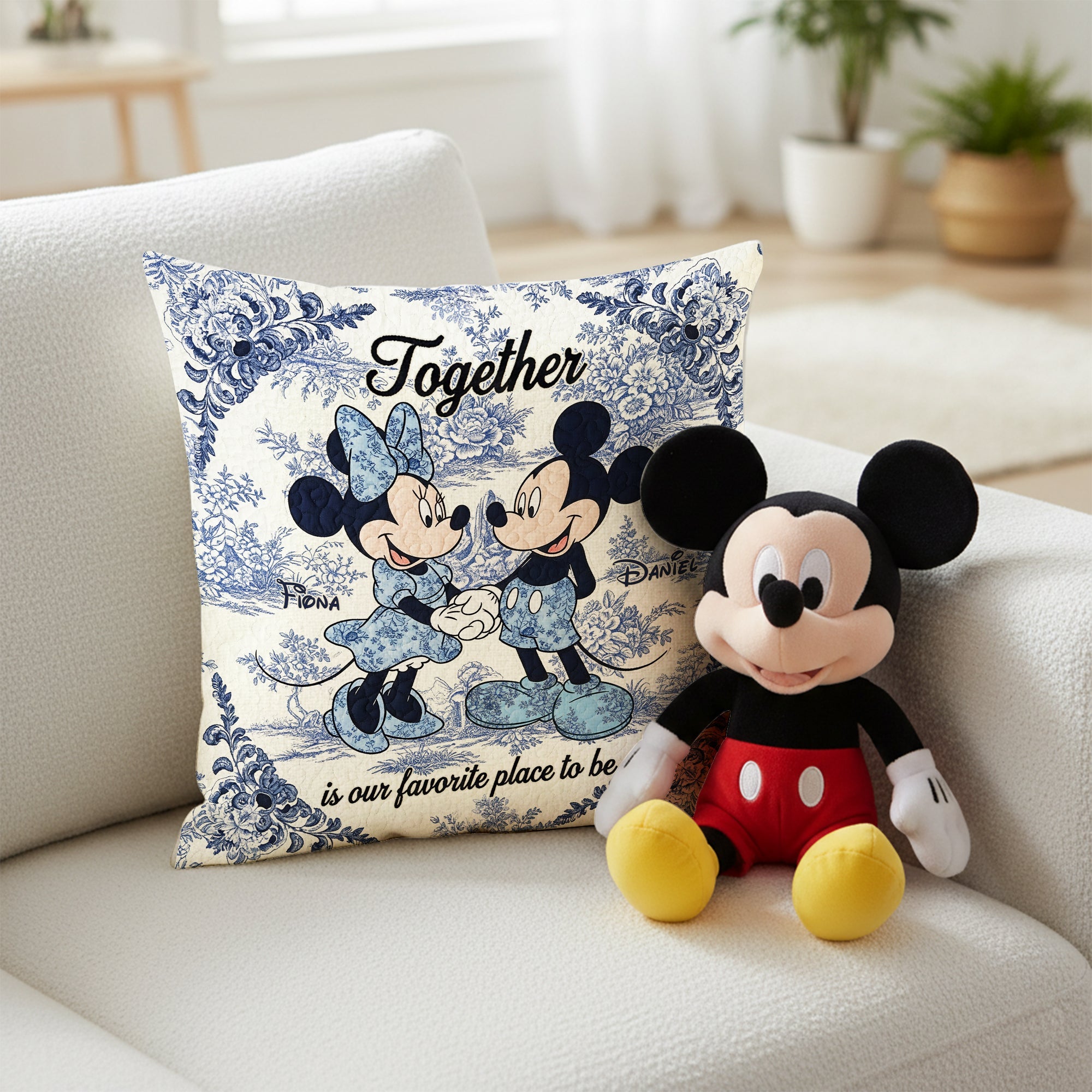Together: Our Favorite Place to Be - Sweetheart Couple Square Pillow - Personalized Gifts for Couples Pillow PopCulturePrints