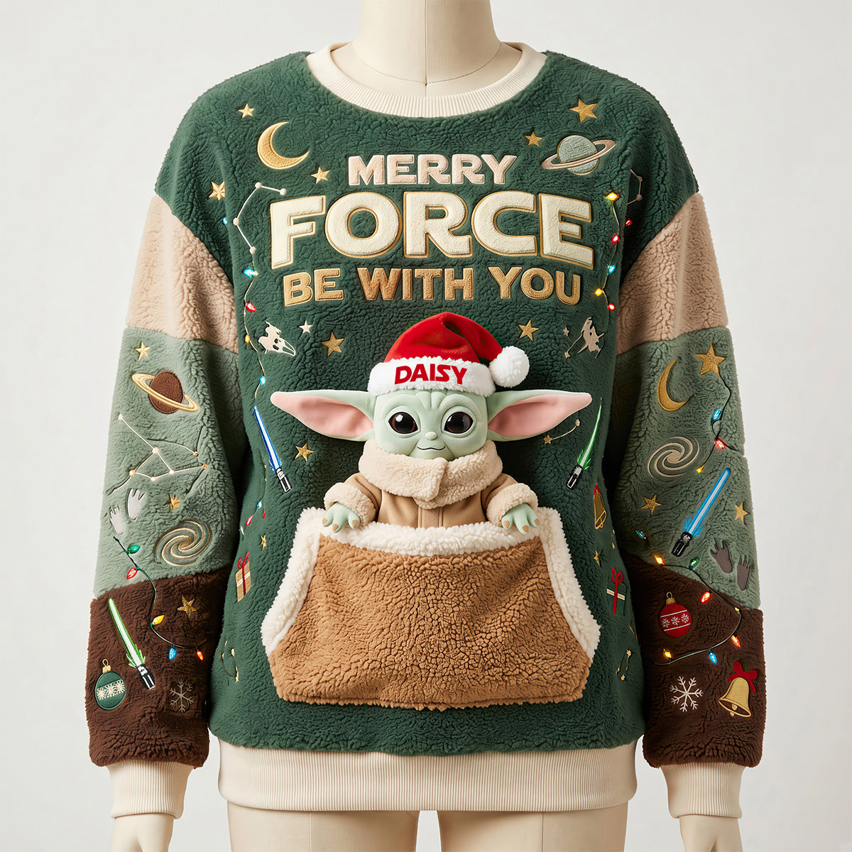 Merry Force Be With You - Personalized Christmas Hoodie for Galaxy Lovers