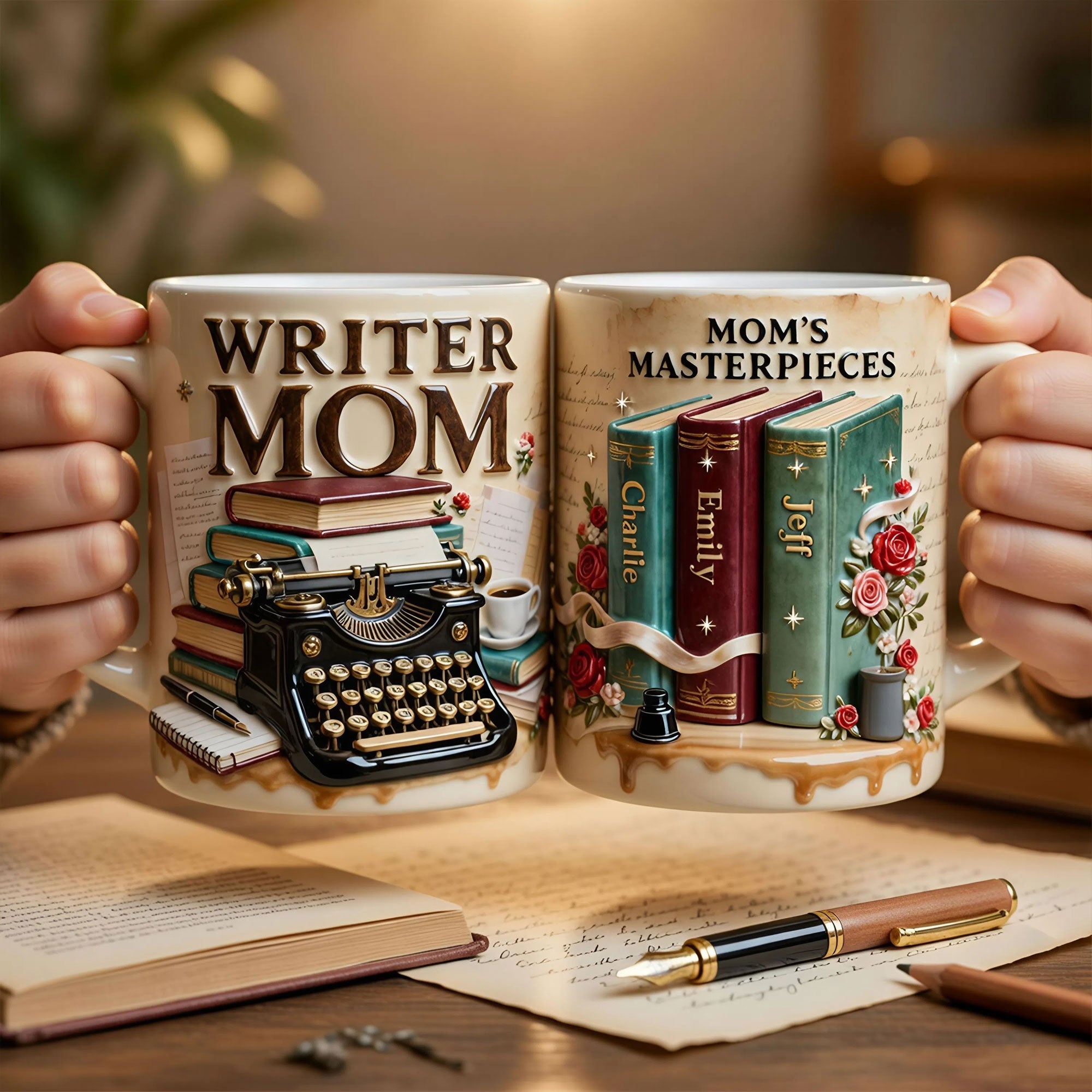 “Celebrating the Writer Mom” - Personalized Coffee Mug - Perfect Gift for Moms, Grandmas & Writers Coffee Mug PopCulturePrints