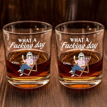 Load image into Gallery viewer, What A Day! Funny Personalized Whiskey Glass - Custom Gift for Friends, Fathers, and Groomsmen Whiskey Glass PopCulturePrints
