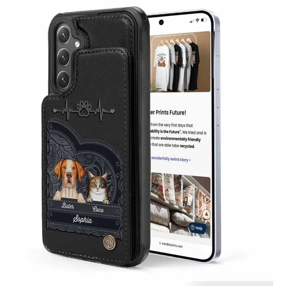Cute Dogs And Cats Aesthetic Pattern - Personalized Leather Flip Wallet Phone Case Leather Flip Wallet Phone Case PopCulturePrints