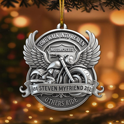 Some Walk Into Heaven Ornament - Personalized Gift for Motorcycle Lovers Ornament PopCulturePrints