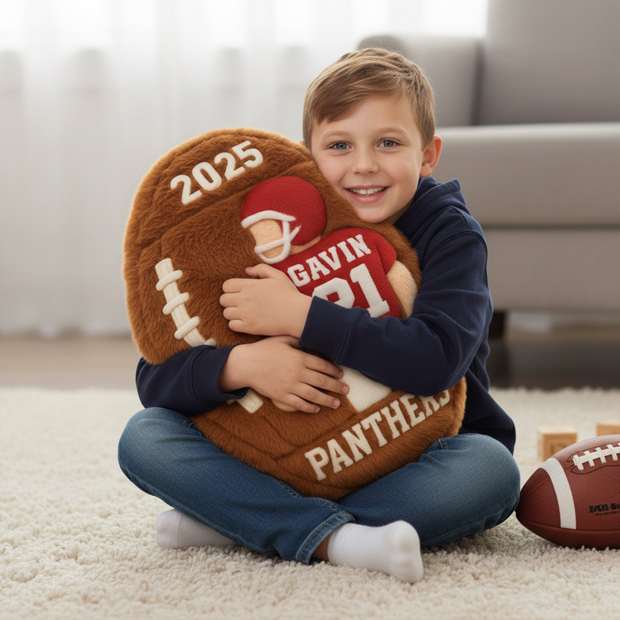 Game Day Energy - Personalized Football Shaped Pillow for Kids Pillow PopCulturePrints
