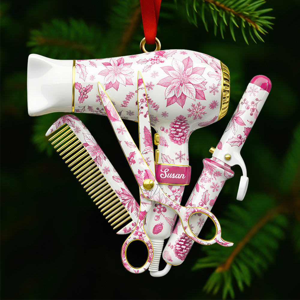 Celebrate Your Passion: Hairstylist Toile de Jouy Ornament - Personalized Christmas Gift Ornament PopCulturePrints
