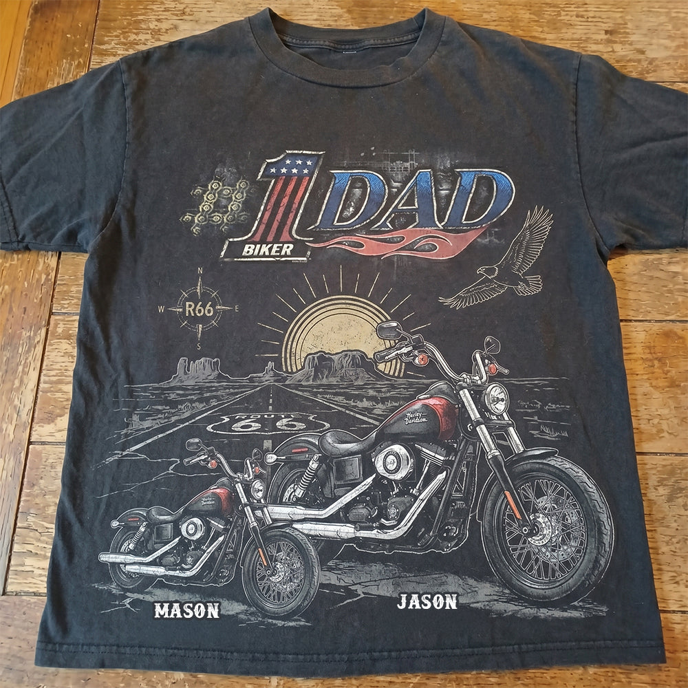 “Ride with Pride” - King Of The Road Motorcycle Dad Shirt - Personalized Gifts For Biker Dads Shirts PopCulturePrints
