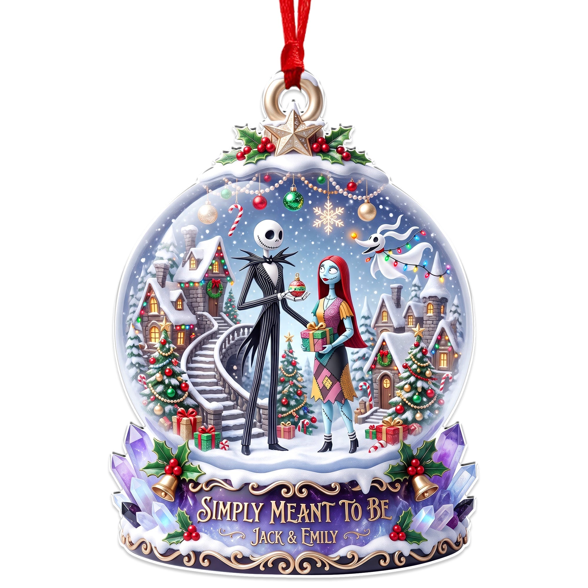 "Spooky In Love" - A Personalized Acrylic Ornament for Couples - Unique Christmas Gift