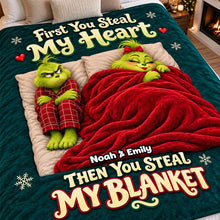 Load image into Gallery viewer, First You Steal My Heart, Then You Steal My Blanket - Personalized Couple Blanket Blanket PopCulturePrints
