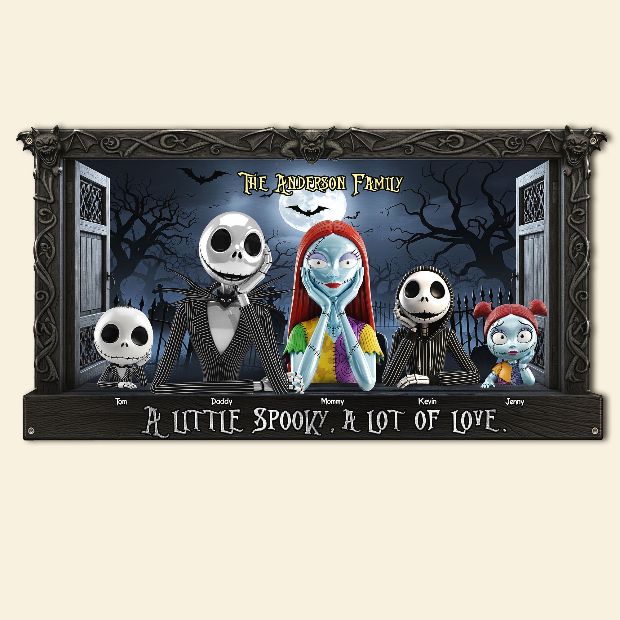 A Little Spooky, A Lot of Love - Personalized Horror Family Metal Sign Metal Signs PopCulturePrints