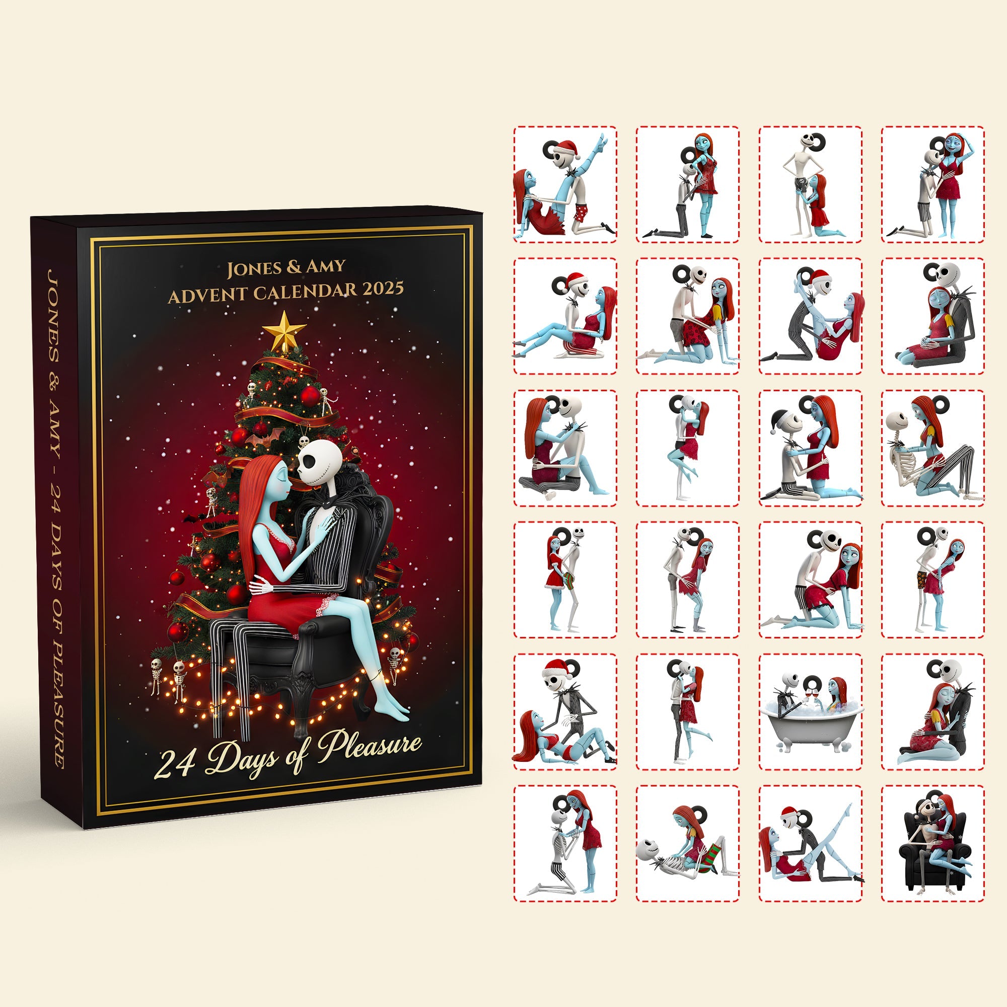 “Celebrate Love & Mischief This Christmas” - Personalize Your Advent Calendar Blind Box - Perfect Gift for Couples Advent Calendar PopCulturePrints