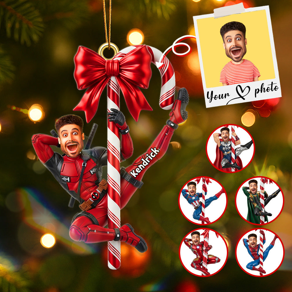 Bring Joy This Christmas with a Custom Photo Funny Hero Ornament - Personalized Gifts for Everyone Ornament PopCulturePrints