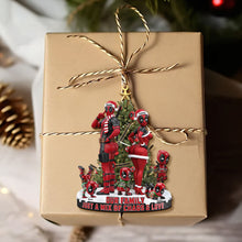 Load image into Gallery viewer, Our Family: Just a Mix of Chaos &amp; Love - Personalized Red Masked Family Ornament Ornament PopCulturePrints
