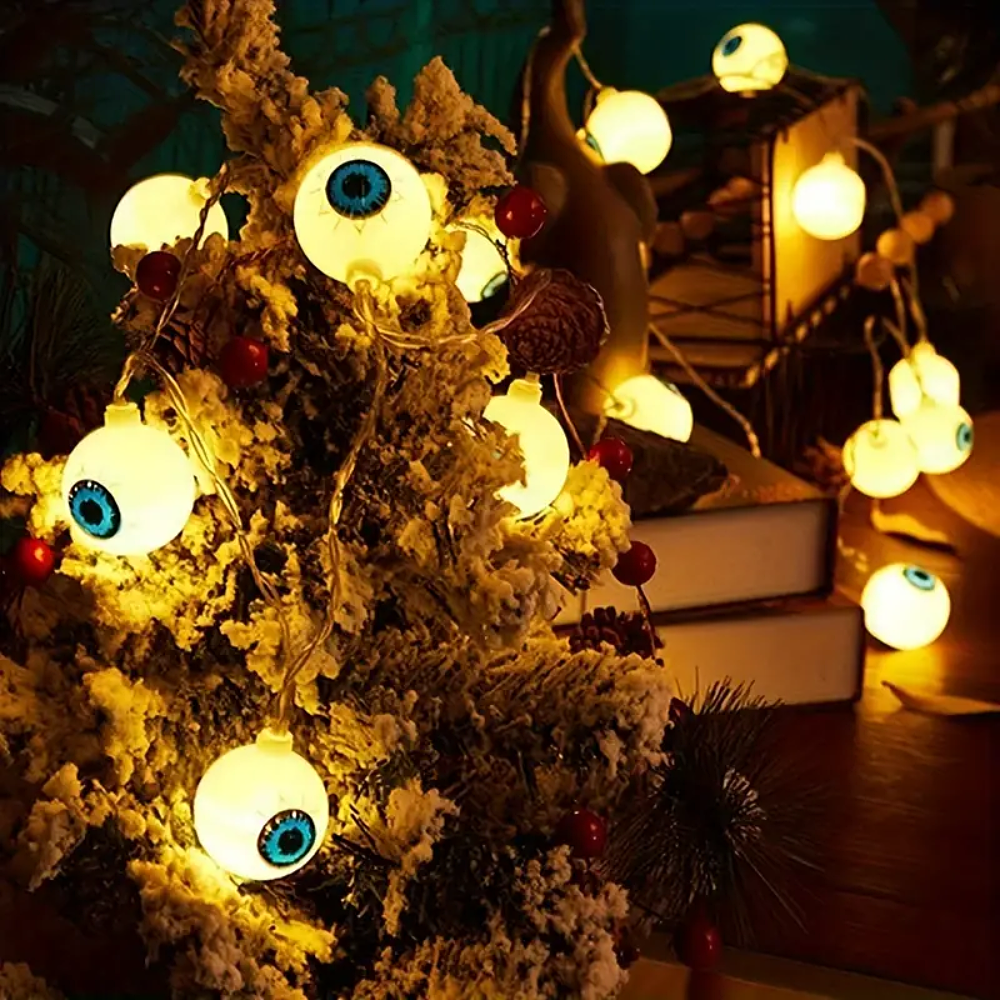 Spooky Eyeball LED String Lights - Perfect Halloween Decor for Horror Fans