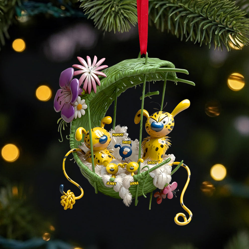 "Bring Home the Joy with Our Cozy Spotted Yellow Monkey Family Ornament" - Personalized Family Gift for Moms, Dads, and Kids Ornament PopCulturePrints