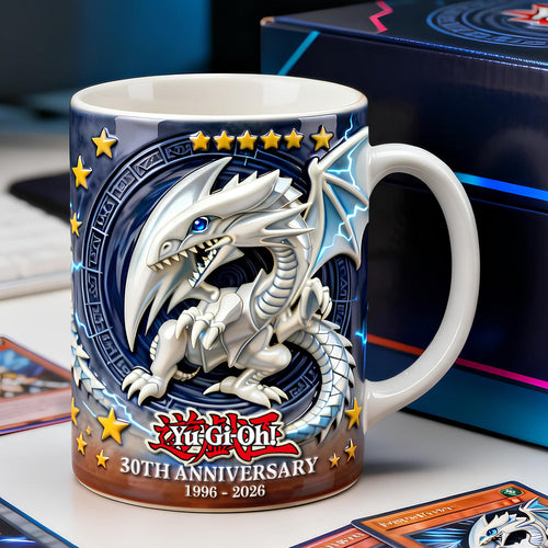 Embrace the Legend - White Dragon 30th Anniversary Mug - Personalized Gift for Yu-Gi-Oh Fans Coffee Mug PopCulturePrints