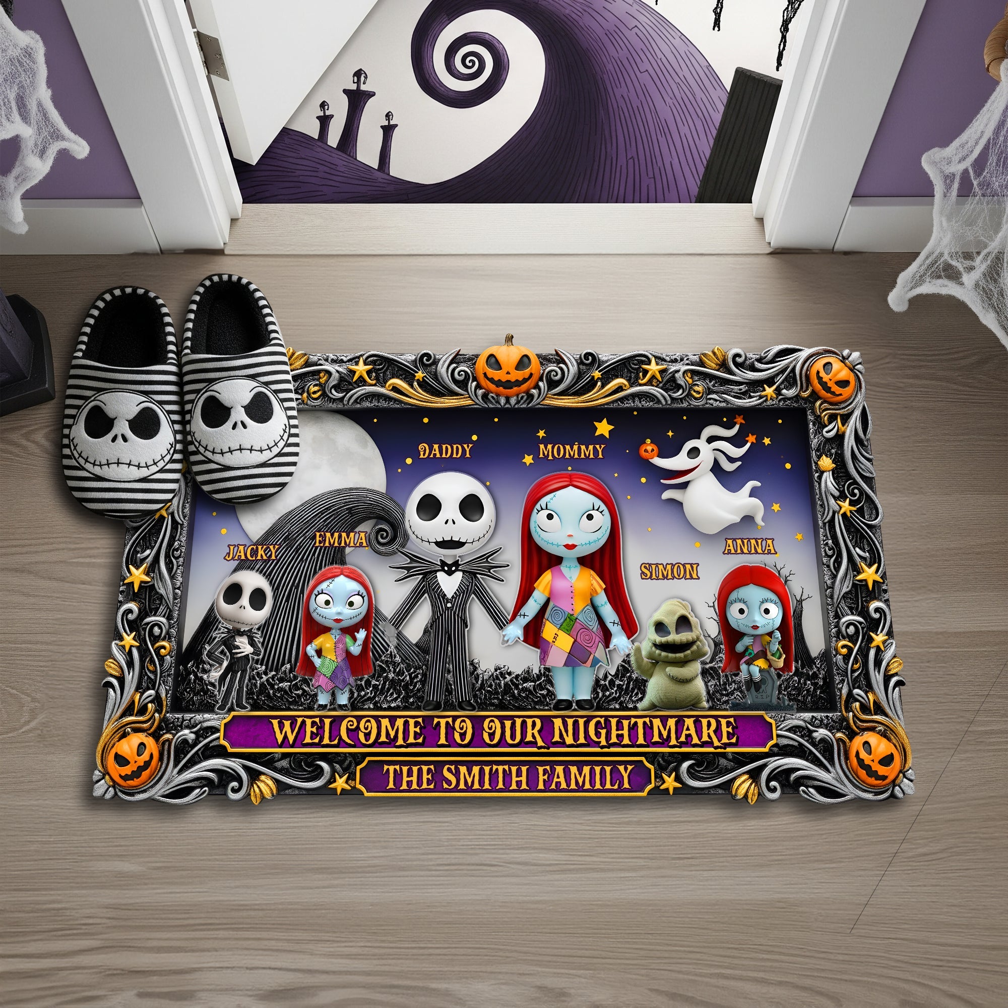 Welcome to Our Nightmare Family Doormat - Personalized Halloween Gifts for Families Doormat PopCulturePrints