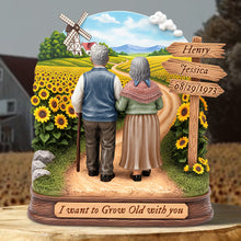 Load image into Gallery viewer, I Want to Grow Old with You - Personalized Old Couple Acrylic Plaque Shaped Plaques PopCulturePrints
