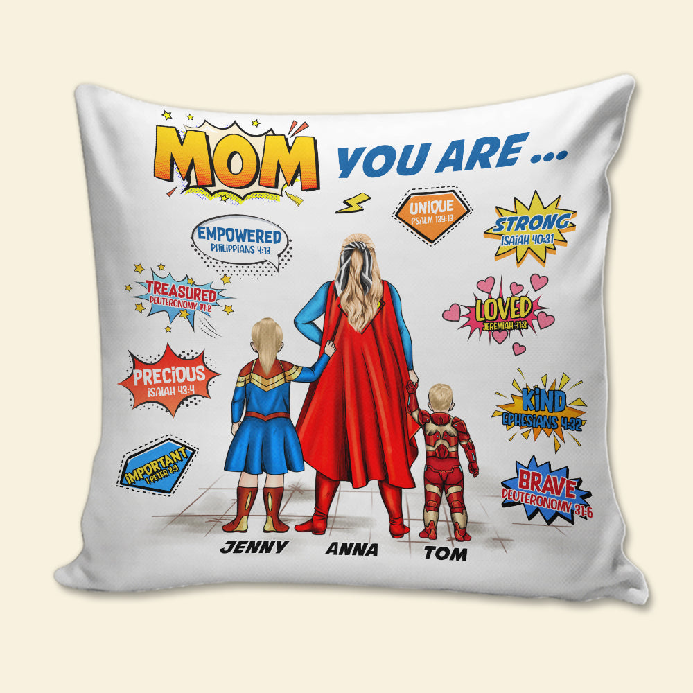 Personalized Super Mom Square Pillow Pillow PopCulturePrints